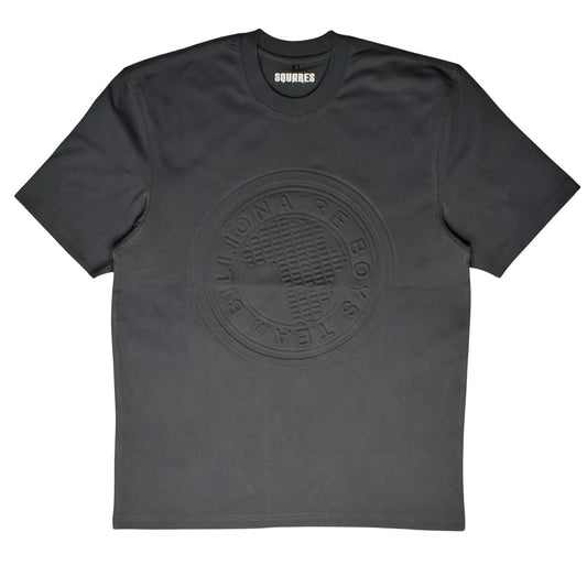 Squares Emboss Print Gray Cotton T-Shirt – 260 GSM 100% Cotton