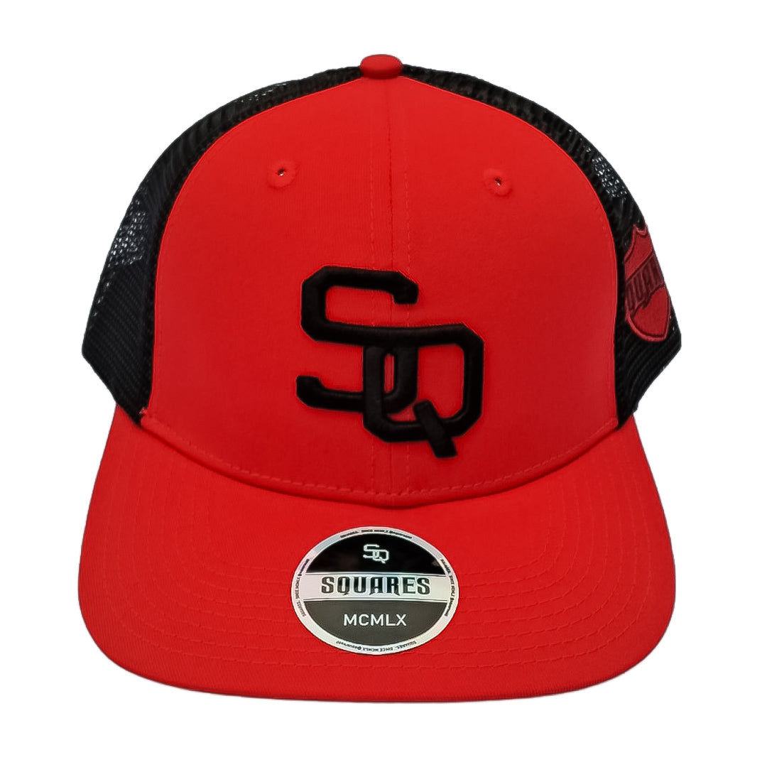 Squares Red and Black Mesh Classic Adjustable Baseball Hat