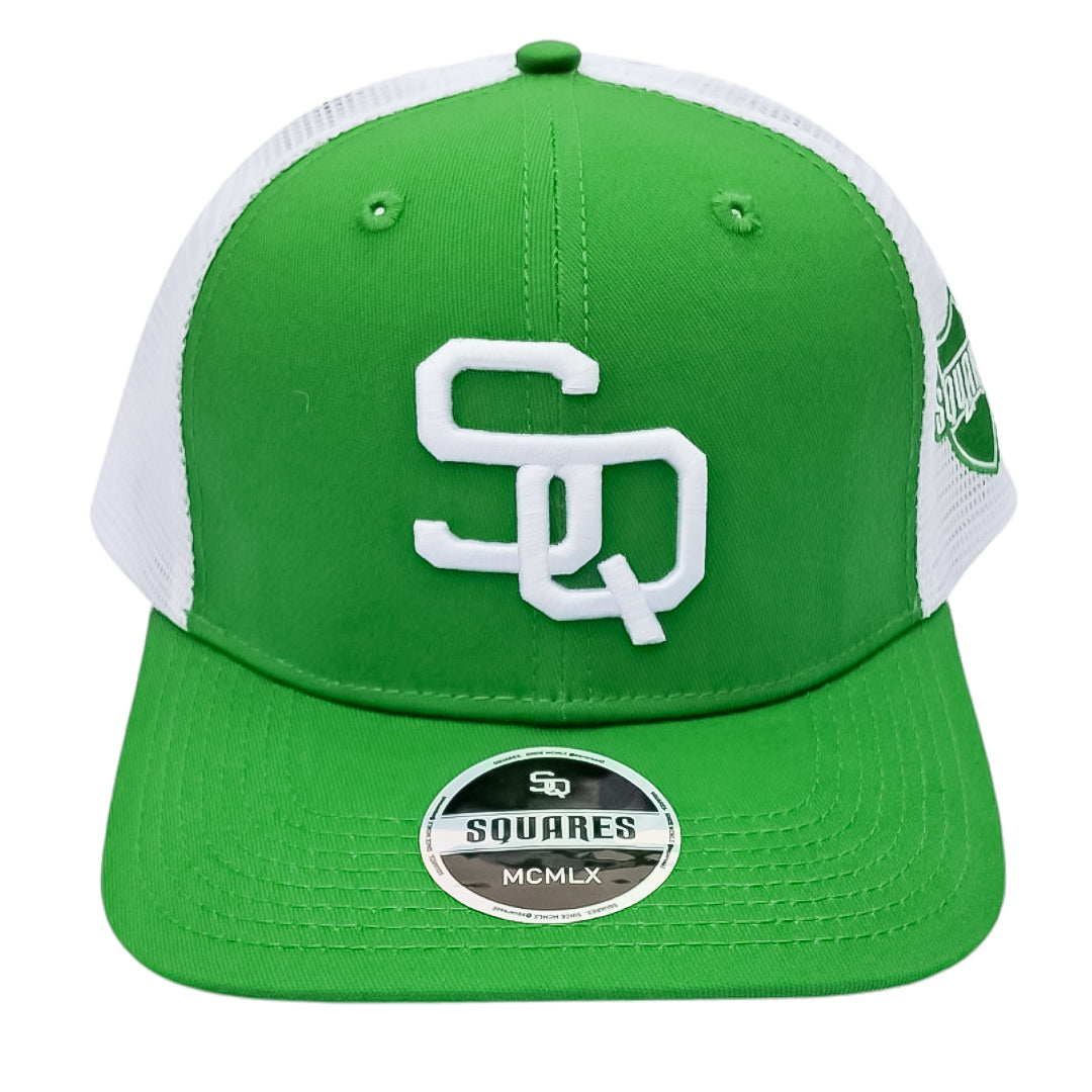 Squares Green and White Mesh Classic Adjustable Baseball Hat