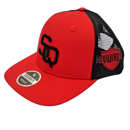 Squares Red and Black Mesh Classic Adjustable Baseball Hat