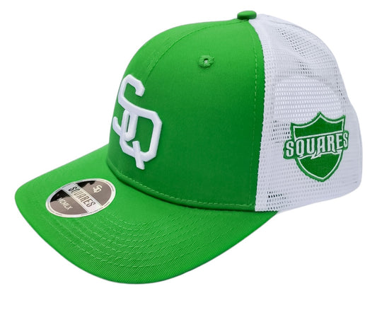 Squares Green and White Mesh Classic Adjustable Baseball Hat