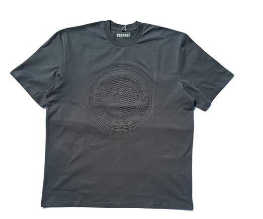 Squares Emboss Print Gray Cotton T-Shirt – 260 GSM 100% Cotton